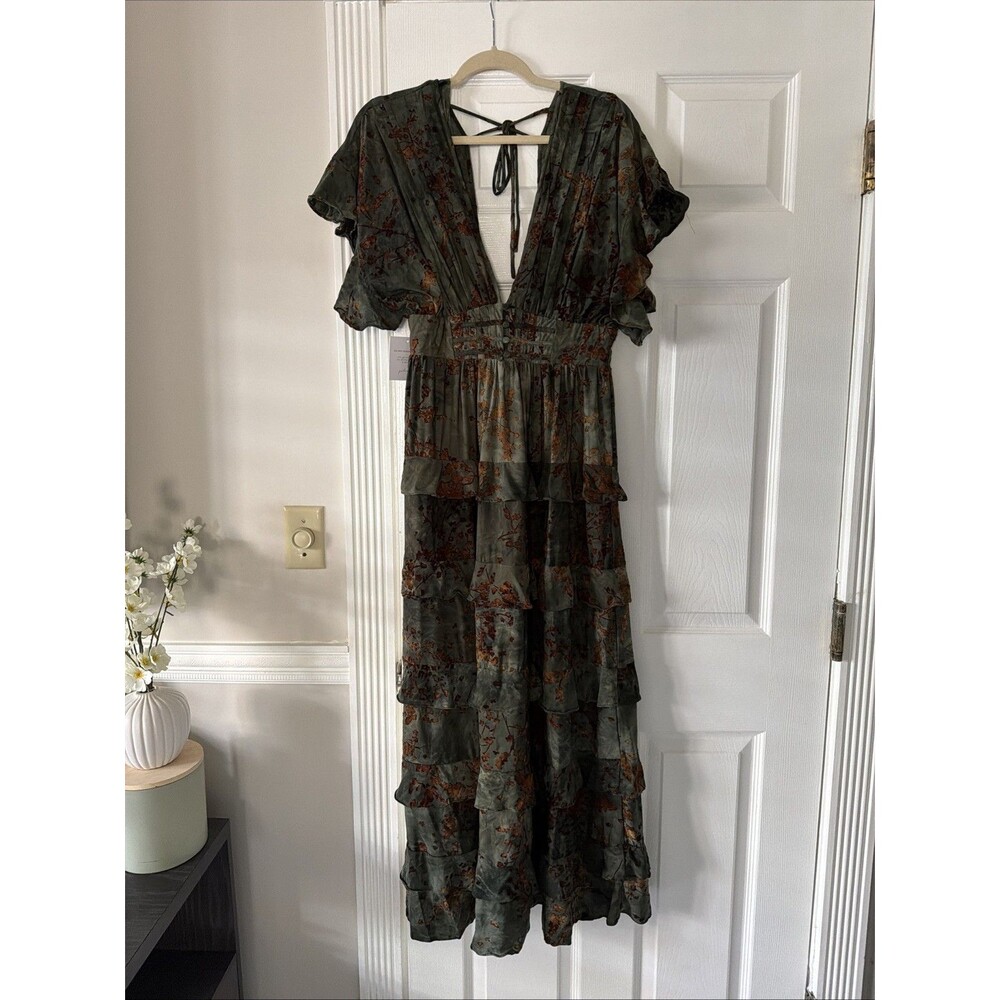 Petal & Pup Wendi Ruffle Dress Jade Brown M